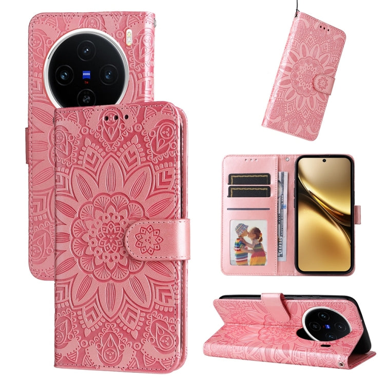Embossed Sunflower Leather Phone Case, For vivo S20 Pro, For vivo Y19s, For vivo X200, For vivo X200 Pro mini, For vivo X200 Pro, For vivo V40 Lite 4G / 5G IDN, For vivo Y300 Pro, For vivo Y38 5G / T3x 5G Global, For vivo Y100 IDN / Y200e 5G Global