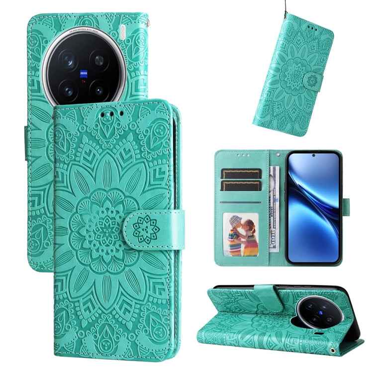 Embossed Sunflower Leather Phone Case, For vivo X200 Pro, For vivo V40 Lite 4G / 5G IDN, For vivo Y300 Pro, For vivo Y38 5G / T3x 5G Global, For vivo Y100 IDN / Y200e 5G Global, For vivo Y03 4G, For vivo Y200 / V29e Global, For vivo Y17s               ...