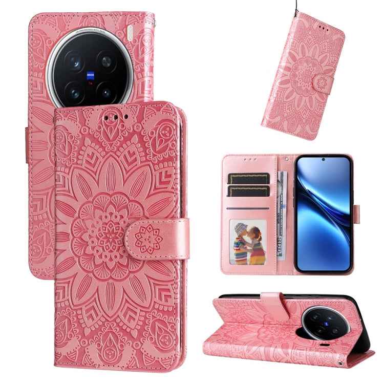Embossed Sunflower Leather Phone Case, For vivo X200 Pro, For vivo V40 Lite 4G / 5G IDN, For vivo Y300 Pro, For vivo Y38 5G / T3x 5G Global, For vivo Y100 IDN / Y200e 5G Global, For vivo Y03 4G, For vivo Y200 / V29e Global, For vivo Y17s               ...