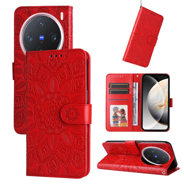 Embossed Sunflower Leather Phone Case, For vivo S20 Pro, For vivo Y19s, For vivo X200, For vivo X200 Pro mini, For vivo X200 Pro, For vivo V40 Lite 4G / 5G IDN, For vivo Y300 Pro, For vivo Y38 5G / T3x 5G Global, For vivo Y100 IDN / Y200e 5G Global
