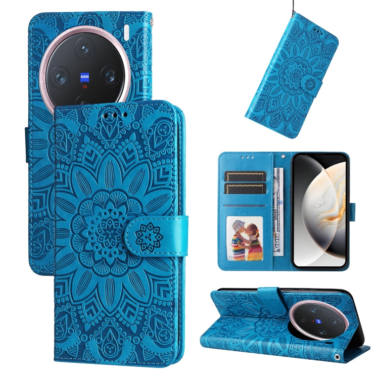 Embossed Sunflower Leather Phone Case, For vivo S20 Pro, For vivo Y19s, For vivo X200, For vivo X200 Pro mini, For vivo X200 Pro, For vivo V40 Lite 4G / 5G IDN, For vivo Y300 Pro, For vivo Y38 5G / T3x 5G Global, For vivo Y100 IDN / Y200e 5G Global