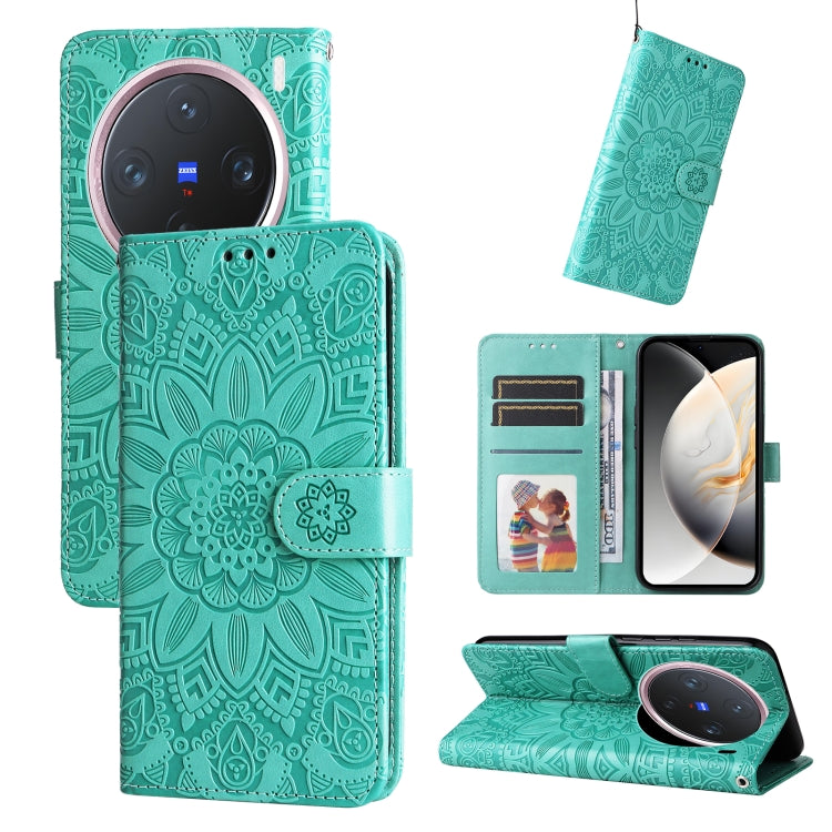 Embossed Sunflower Leather Phone Case, For vivo S20 Pro, For vivo Y19s, For vivo X200, For vivo X200 Pro mini, For vivo X200 Pro, For vivo V40 Lite 4G / 5G IDN, For vivo Y300 Pro, For vivo Y38 5G / T3x 5G Global, For vivo Y100 IDN / Y200e 5G Global