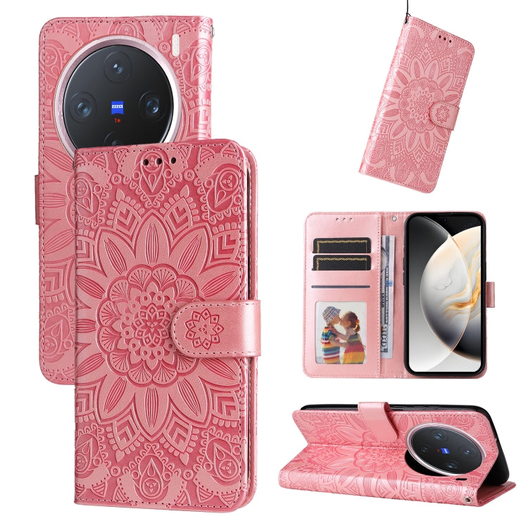 Embossed Sunflower Leather Phone Case, For vivo S20 Pro, For vivo Y19s, For vivo X200, For vivo X200 Pro mini, For vivo X200 Pro, For vivo V40 Lite 4G / 5G IDN, For vivo Y300 Pro, For vivo Y38 5G / T3x 5G Global, For vivo Y100 IDN / Y200e 5G Global
