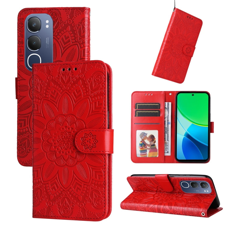 Embossed Sunflower Leather Phone Case, For vivo S20 Pro, For vivo Y19s, For vivo X200, For vivo X200 Pro mini, For vivo X200 Pro, For vivo V40 Lite 4G / 5G IDN, For vivo Y300 Pro, For vivo Y38 5G / T3x 5G Global, For vivo Y100 IDN / Y200e 5G Global