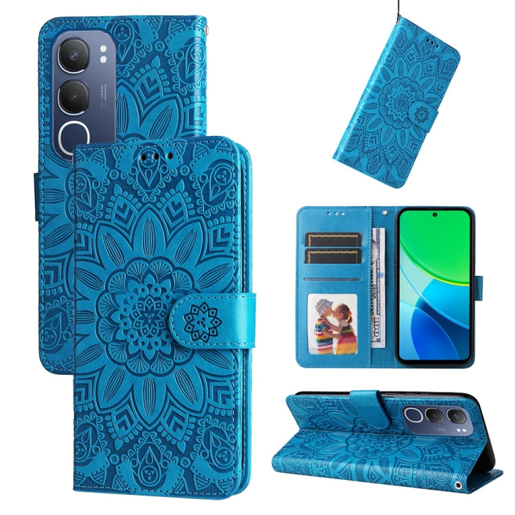 Embossed Sunflower Leather Phone Case, For vivo S20 Pro, For vivo Y19s, For vivo X200, For vivo X200 Pro mini, For vivo X200 Pro, For vivo V40 Lite 4G / 5G IDN, For vivo Y300 Pro, For vivo Y38 5G / T3x 5G Global, For vivo Y100 IDN / Y200e 5G Global