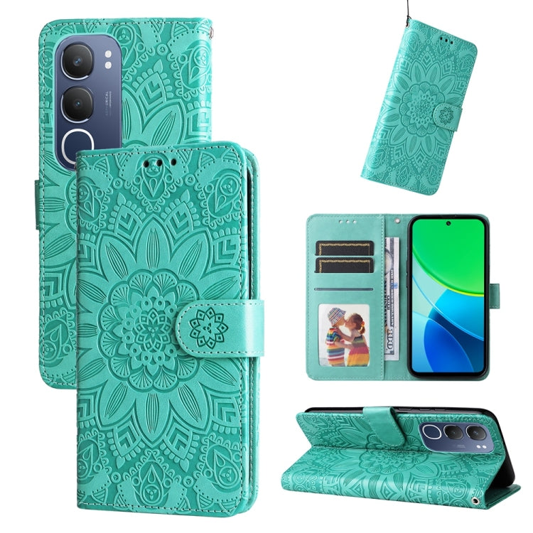 Embossed Sunflower Leather Phone Case, For vivo S20 Pro, For vivo Y19s, For vivo X200, For vivo X200 Pro mini, For vivo X200 Pro, For vivo V40 Lite 4G / 5G IDN, For vivo Y300 Pro, For vivo Y38 5G / T3x 5G Global, For vivo Y100 IDN / Y200e 5G Global