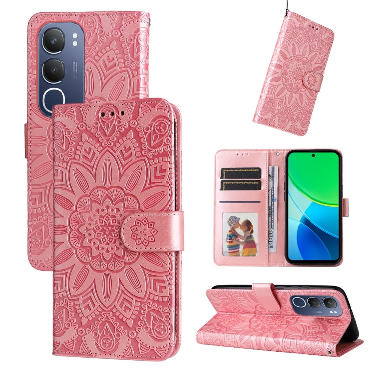 Embossed Sunflower Leather Phone Case, For vivo S20 Pro, For vivo Y19s, For vivo X200, For vivo X200 Pro mini, For vivo X200 Pro, For vivo V40 Lite 4G / 5G IDN, For vivo Y300 Pro, For vivo Y38 5G / T3x 5G Global, For vivo Y100 IDN / Y200e 5G Global