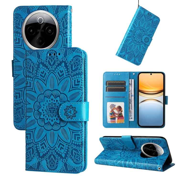 Embossed Sunflower Leather Phone Case, For vivo X200 Pro, For vivo V40 Lite 4G / 5G IDN, For vivo Y300 Pro, For vivo Y38 5G / T3x 5G Global, For vivo Y100 IDN / Y200e 5G Global, For vivo Y03 4G, For vivo Y200 / V29e Global, For vivo Y17s               ...