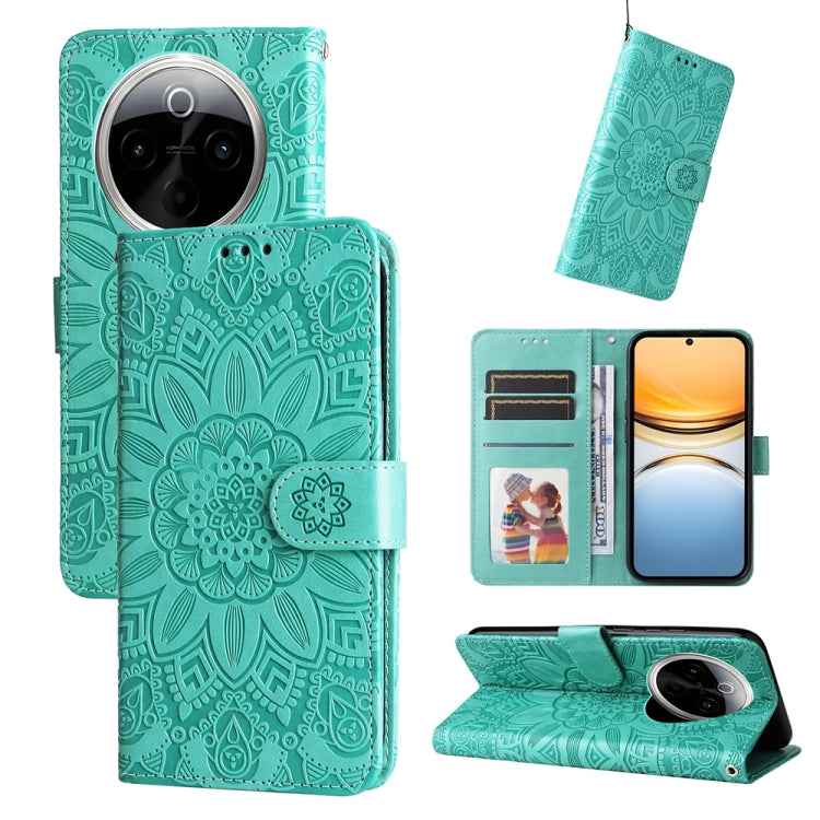 Embossed Sunflower Leather Phone Case, For vivo X200 Pro, For vivo V40 Lite 4G / 5G IDN, For vivo Y300 Pro, For vivo Y38 5G / T3x 5G Global, For vivo Y100 IDN / Y200e 5G Global, For vivo Y03 4G, For vivo Y200 / V29e Global, For vivo Y17s               ...