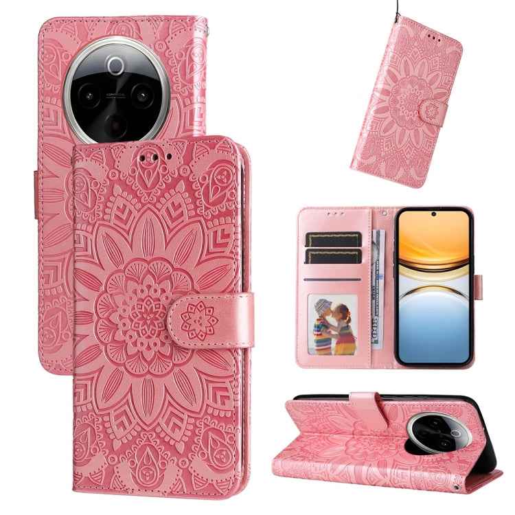 Embossed Sunflower Leather Phone Case, For vivo X200 Pro, For vivo V40 Lite 4G / 5G IDN, For vivo Y300 Pro, For vivo Y38 5G / T3x 5G Global, For vivo Y100 IDN / Y200e 5G Global, For vivo Y03 4G, For vivo Y200 / V29e Global, For vivo Y17s               ...