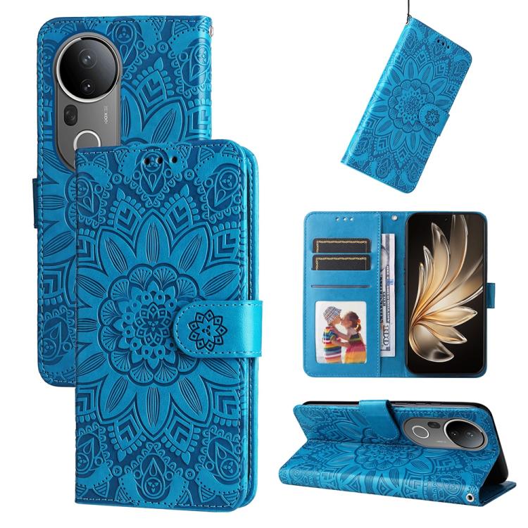 Embossed Sunflower Leather Phone Case, For vivo S20 Pro, For vivo Y19s, For vivo X200, For vivo X200 Pro mini, For vivo X200 Pro, For vivo V40 Lite 4G / 5G IDN, For vivo Y300 Pro, For vivo Y38 5G / T3x 5G Global, For vivo Y100 IDN / Y200e 5G Global