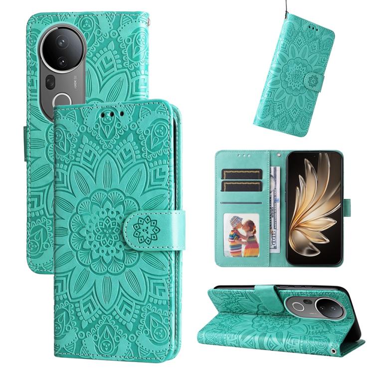 Embossed Sunflower Leather Phone Case, For vivo S20 Pro, For vivo Y19s, For vivo X200, For vivo X200 Pro mini, For vivo X200 Pro, For vivo V40 Lite 4G / 5G IDN, For vivo Y300 Pro, For vivo Y38 5G / T3x 5G Global, For vivo Y100 IDN / Y200e 5G Global