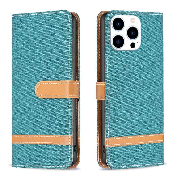 Color Block Denim Texture Leather Phone Case, For iPhone 15 Pro, For iPhone 15 Plus, For iPhone 15