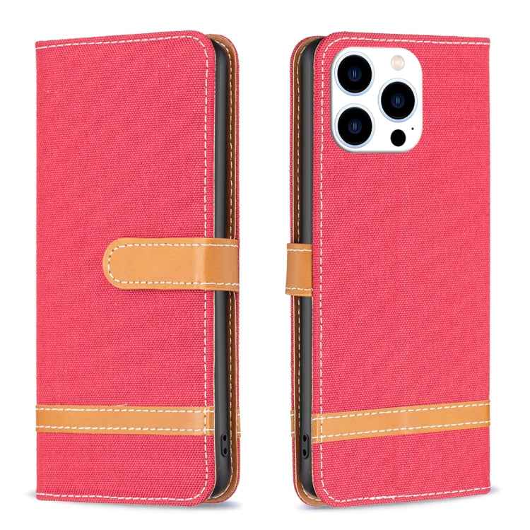 Color Block Denim Texture Leather Phone Case, For iPhone 15 Pro, For iPhone 15 Plus, For iPhone 15