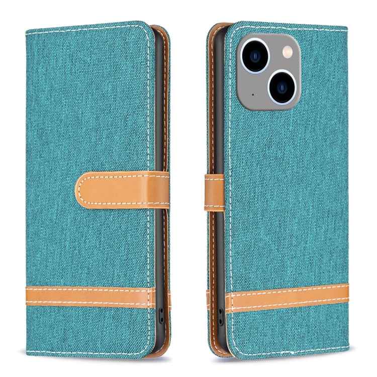 Color Block Denim Texture Leather Phone Case, For iPhone 15 Pro, For iPhone 15 Plus, For iPhone 15
