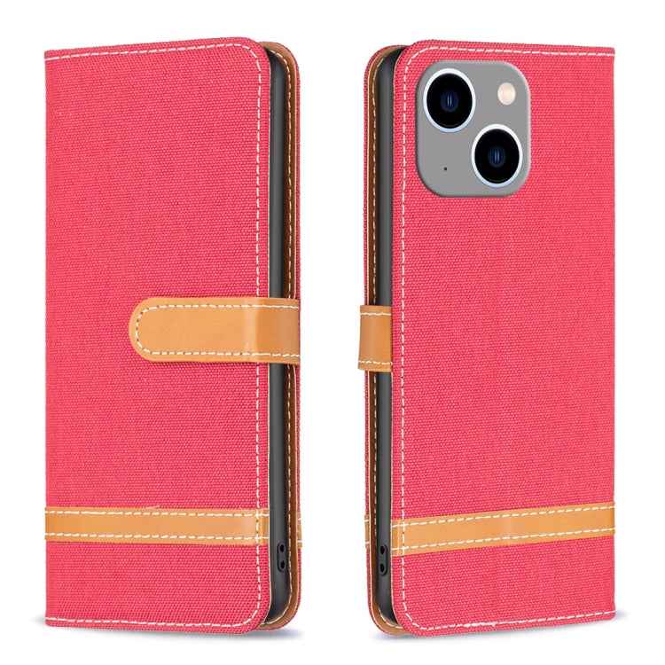 Color Block Denim Texture Leather Phone Case, For iPhone 15 Pro, For iPhone 15 Plus, For iPhone 15