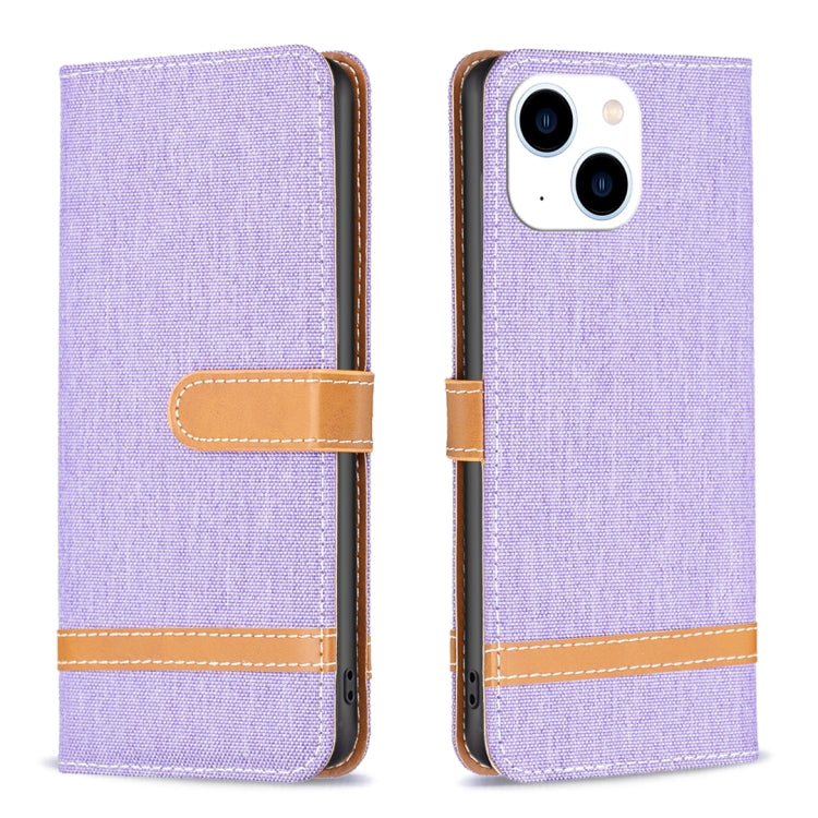 Color Block Denim Texture Leather Phone Case, For iPhone 15 Pro, For iPhone 15 Plus, For iPhone 15