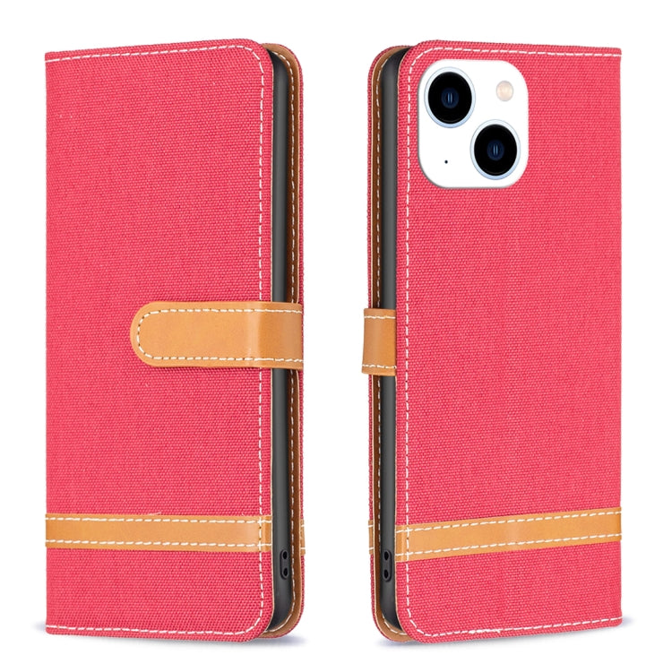 Color Block Denim Texture Leather Phone Case, For iPhone 15 Pro, For iPhone 15 Plus, For iPhone 15