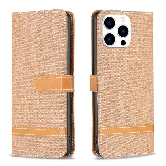 Color Block Denim Texture Leather Phone Case, For iPhone 16 Pro Max, For iPhone 16 Pro, For iPhone 16 Plus, For iPhone 16, For iPhone 15 Pro Max