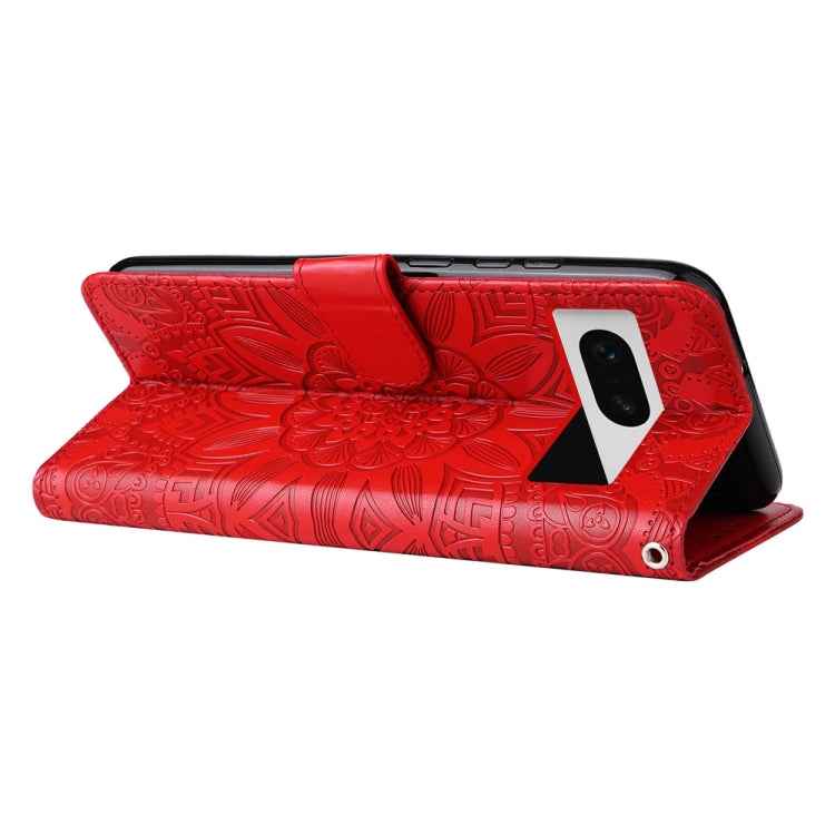 Embossed Sunflower Leather Phone Case, For Google Pixel 7