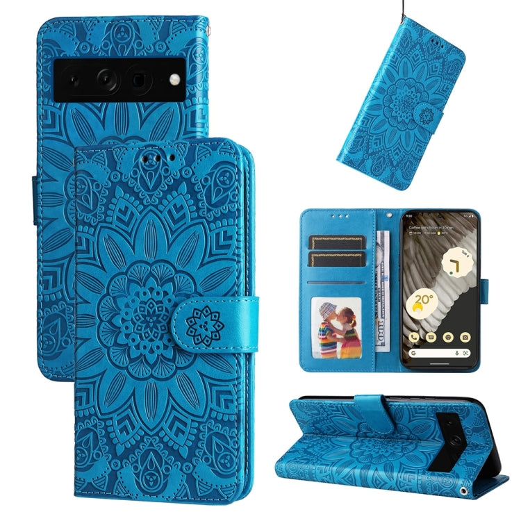 Embossed Sunflower Leather Phone Case, For Google Pixel 8, For Google Pixel 7a, For Google Pixel 7 Pro, For Google Pixel 7