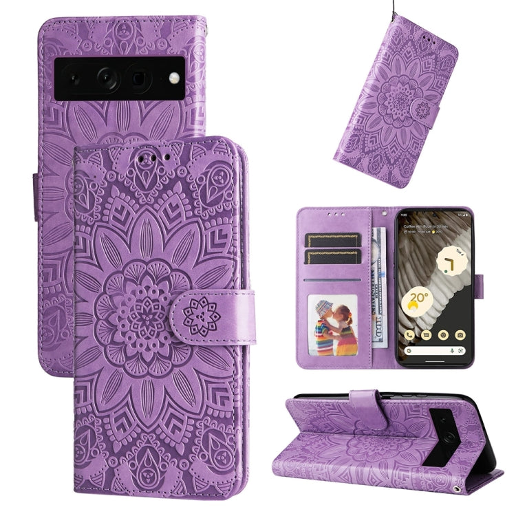 Embossed Sunflower Leather Phone Case, For Google Pixel 8, For Google Pixel 7a, For Google Pixel 7 Pro, For Google Pixel 7