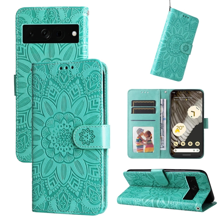 Embossed Sunflower Leather Phone Case, For Google Pixel 8, For Google Pixel 7a, For Google Pixel 7 Pro, For Google Pixel 7