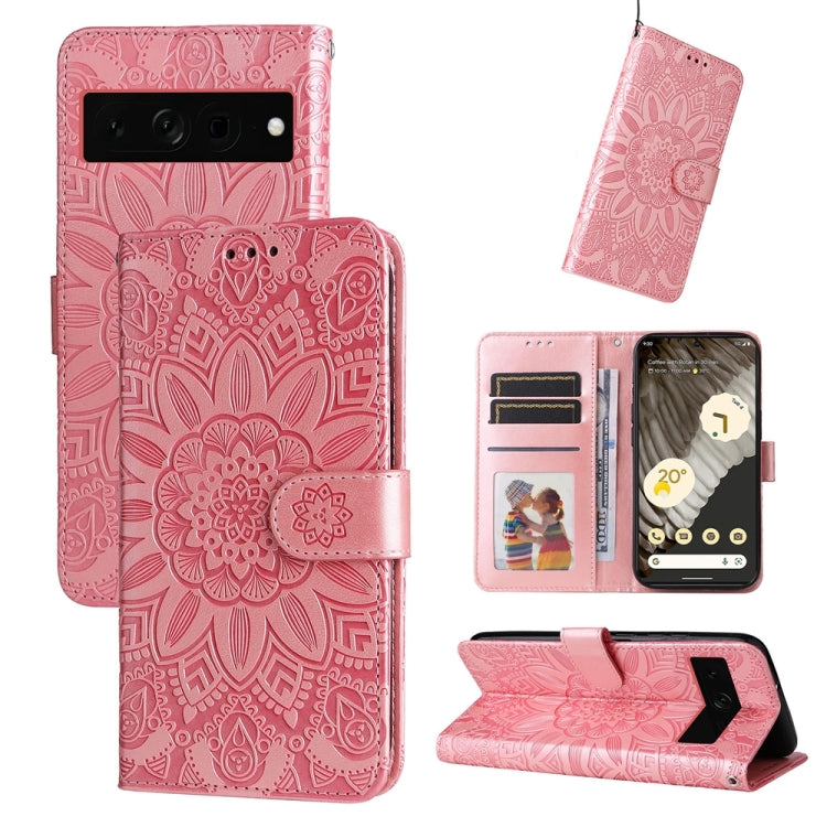 Embossed Sunflower Leather Phone Case, For Google Pixel 8, For Google Pixel 7a, For Google Pixel 7 Pro, For Google Pixel 7
