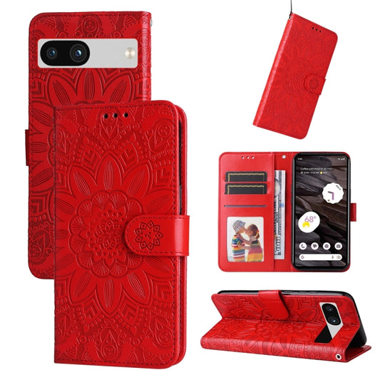 Embossed Sunflower Leather Phone Case, For Google Pixel 7a, For Google Pixel 7 Pro, For Google Pixel 7