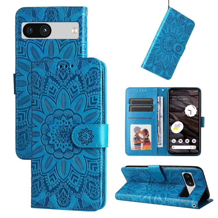 Embossed Sunflower Leather Phone Case, For Google Pixel 8, For Google Pixel 7a, For Google Pixel 7 Pro, For Google Pixel 7