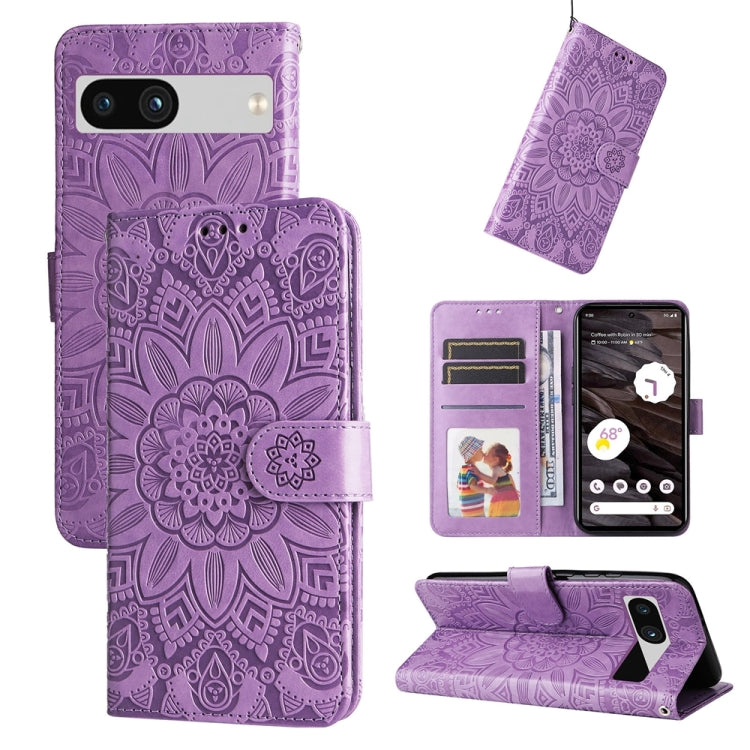 Embossed Sunflower Leather Phone Case, For Google Pixel 7a, For Google Pixel 7 Pro, For Google Pixel 7