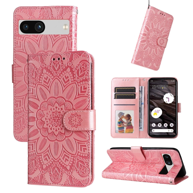 Embossed Sunflower Leather Phone Case, For Google Pixel 8, For Google Pixel 7a, For Google Pixel 7 Pro, For Google Pixel 7