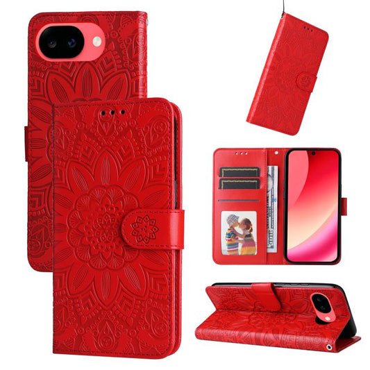 Embossed Sunflower Leather Phone Case, For Google Pixel 11a, For Google Pixel 11 Pro XL, For Google Pixel 11 / Pixel 11 Pro, For Google Pixel 10a, For Google Pixel 9a, For Google Pixel 9 Pro, For Google Pixel 9, For Google Pixel 8a, For Google Pixel 8 Pro