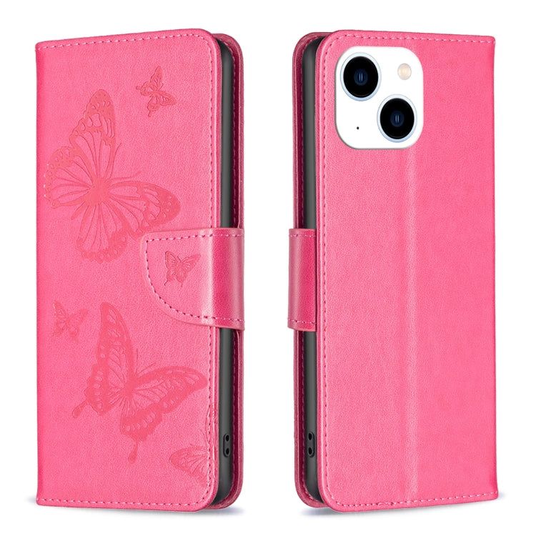 Embossing Two Butterflies Pattern Leather Phone Case, For iPhone 16 Pro Max, For iPhone 16 Pro, For iPhone 16 Plus, For iPhone 16, For iPhone 15 Pro Max, For iPhone 15 Pro, For iPhone 15 Plus, For iPhone 15