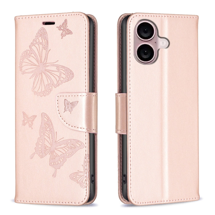 Embossing Two Butterflies Pattern Leather Phone Case, For iPhone 16 Pro Max, For iPhone 16 Pro, For iPhone 16 Plus, For iPhone 16, For iPhone 15 Pro Max, For iPhone 15 Pro, For iPhone 15 Plus, For iPhone 15