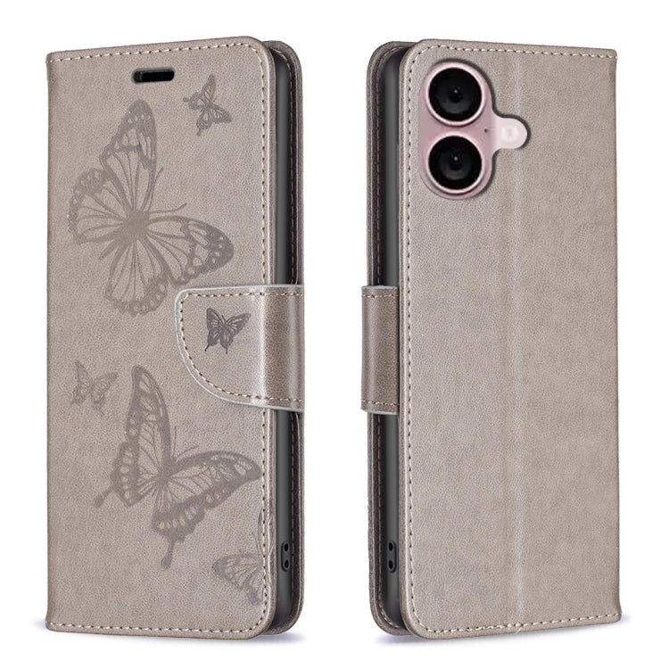 Embossing Two Butterflies Pattern Leather Phone Case, For iPhone 16 Pro Max, For iPhone 16 Pro, For iPhone 16 Plus, For iPhone 16, For iPhone 15 Pro Max, For iPhone 15 Pro, For iPhone 15 Plus, For iPhone 15