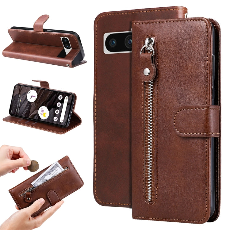 Fashion Calf Texture Zipper Leather Phone Case, For Google Pixel 8, For Google Pixel 7a, For Google Pixel 7 Pro, For Google Pixel 7