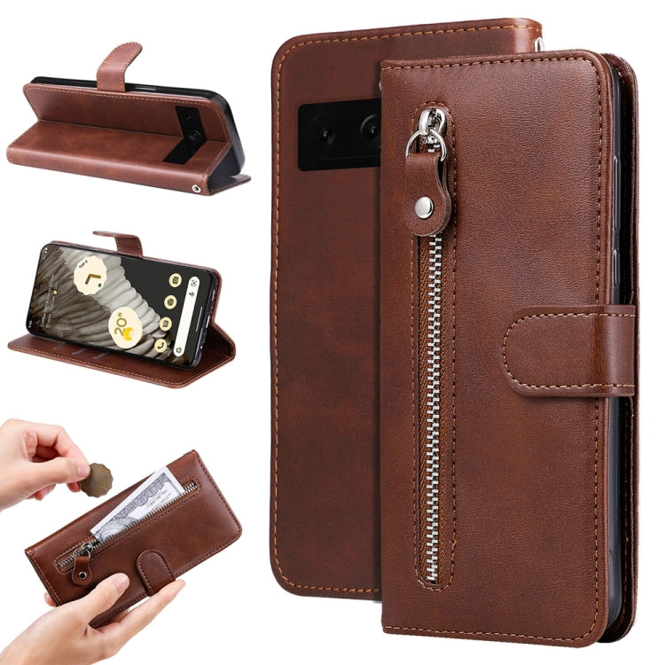 Fashion Calf Texture Zipper Leather Phone Case, For Google Pixel 8, For Google Pixel 7a, For Google Pixel 7 Pro, For Google Pixel 7