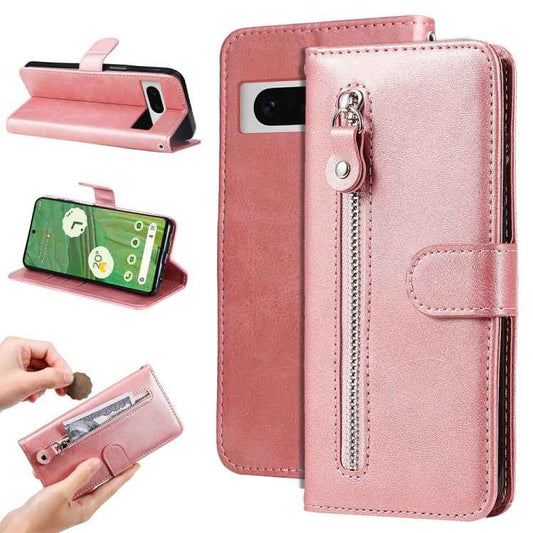 Fashion Calf Texture Zipper Leather Phone Case, For Google Pixel 7