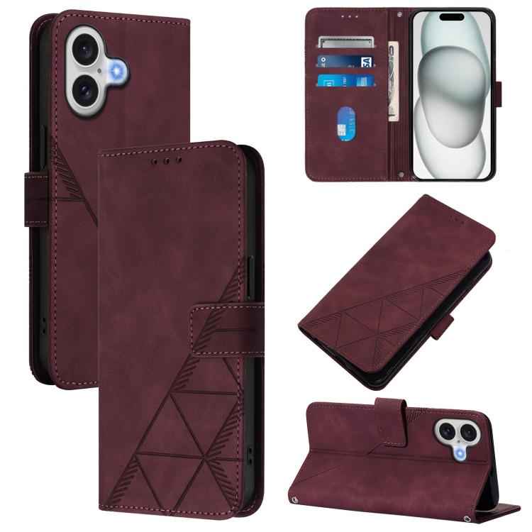 Crossbody 3D Embossed Flip Leather Phone Case, For iPhone 16e / 17e, For iPhone 17 Pro Max, For iPhone 17 Pro, For iPhone 17, For iPhone Air, For iPhone 16 Pro Max, For iPhone 16 Pro, For iPhone 16 Plus
