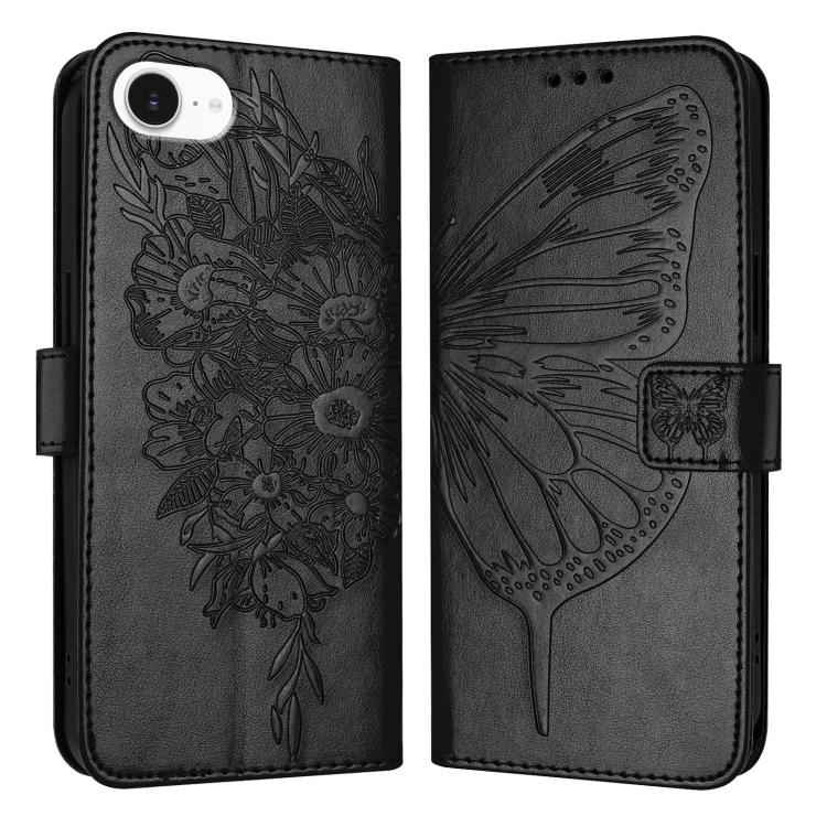 Embossed Butterfly Leather Phone Case, For iPhone 17e / 16e, For iPhone 17 Pro Max, For iPhone 17 Pro, For iPhone 17, For iPhone Air, For iPhone 16 Pro Max