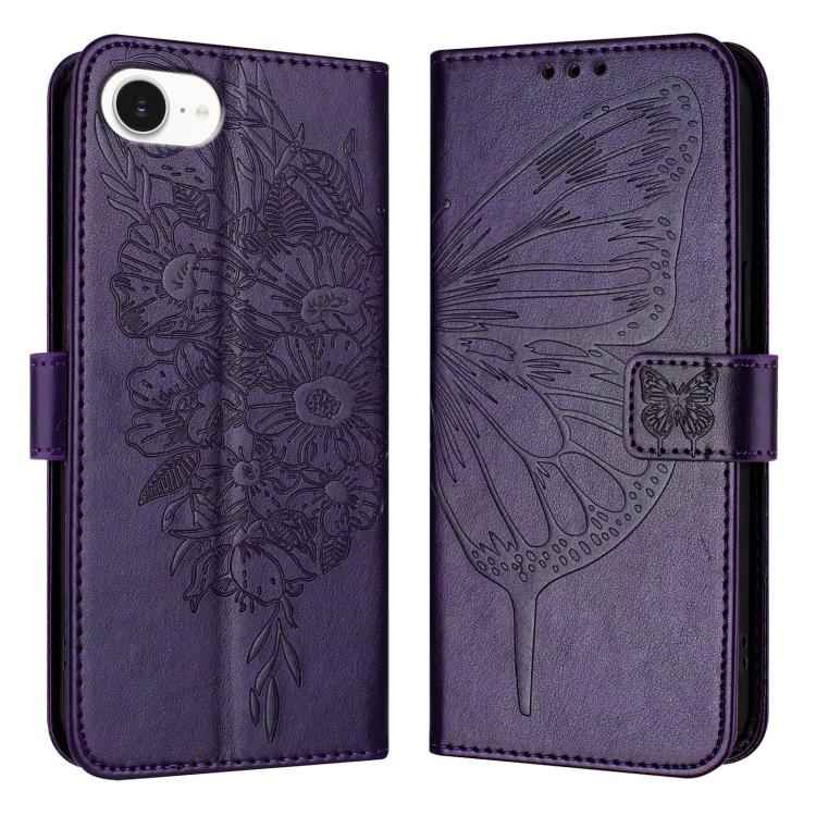 Embossed Butterfly Leather Phone Case, For iPhone 17e / 16e, For iPhone 17 Pro Max, For iPhone 17 Pro, For iPhone 17, For iPhone Air, For iPhone 16 Pro Max