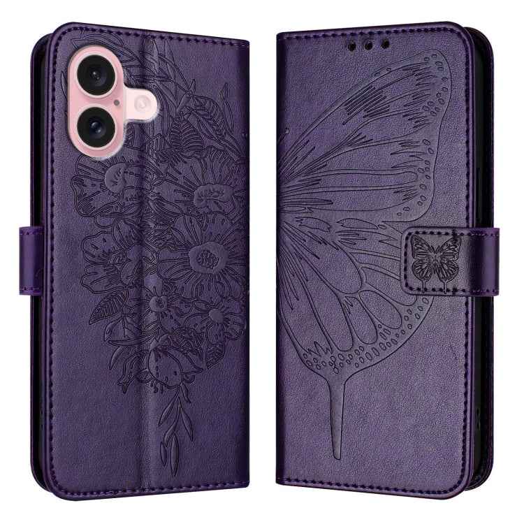 Embossed Butterfly Leather Phone Case, For iPhone 16 Pro, For iPhone 16 Plus, For iPhone 16, For iPhone 15 Pro Max, For iPhone 15 Pro, For iPhone 15 Plus