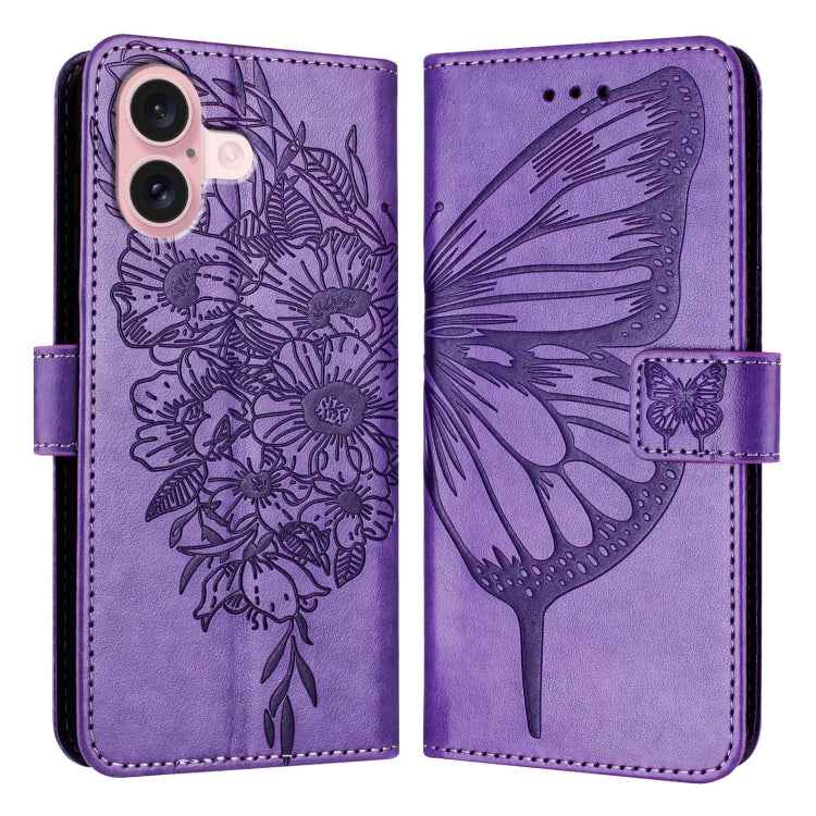 Embossed Butterfly Leather Phone Case, For iPhone 16 Pro, For iPhone 16 Plus, For iPhone 16, For iPhone 15 Pro Max, For iPhone 15 Pro, For iPhone 15 Plus