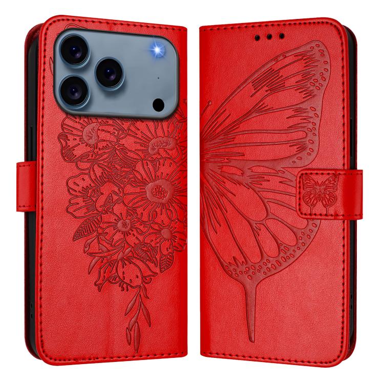 Embossed Butterfly Leather Phone Case, For iPhone 18 Pro / 17 Pro, For iPhone 18 Pro Max / 17 Pro Max, For iPhone 17e / 16e, For iPhone 17, For iPhone Air, For iPhone 16 Pro Max