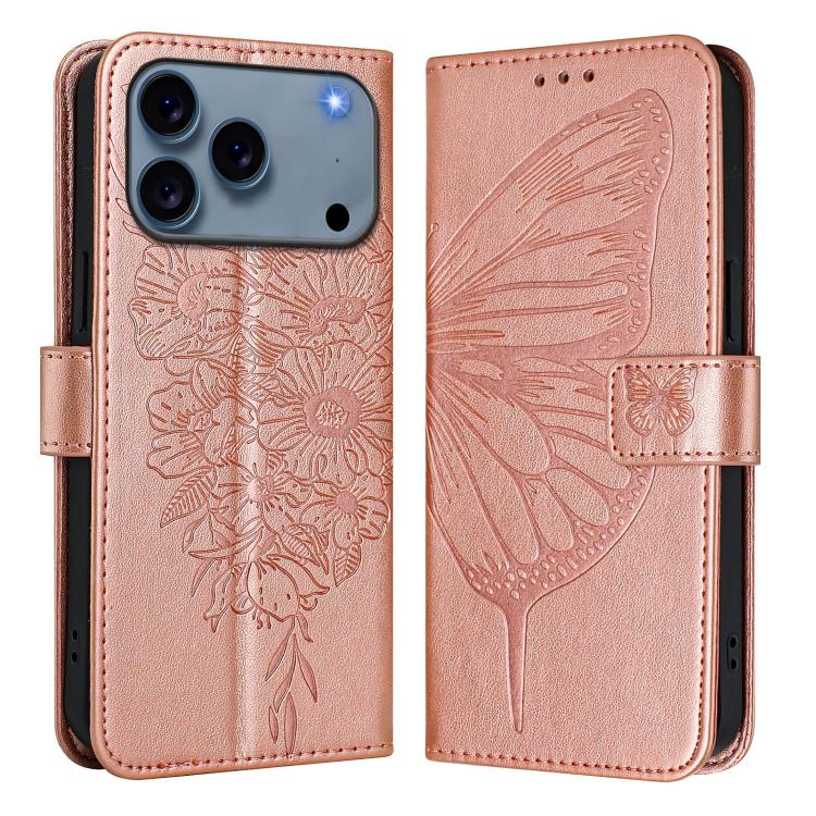 Embossed Butterfly Leather Phone Case, For iPhone 18 Pro / 17 Pro, For iPhone 18 Pro Max / 17 Pro Max, For iPhone 17e / 16e, For iPhone 17, For iPhone Air, For iPhone 16 Pro Max