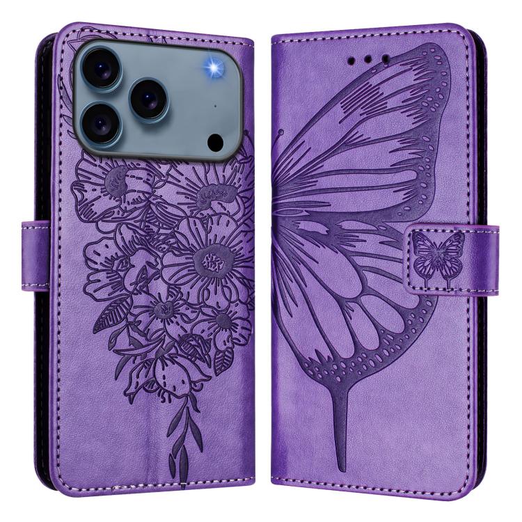 Embossed Butterfly Leather Phone Case, For iPhone 18 Pro / 17 Pro, For iPhone 18 Pro Max / 17 Pro Max, For iPhone 17e / 16e, For iPhone 17, For iPhone Air, For iPhone 16 Pro Max