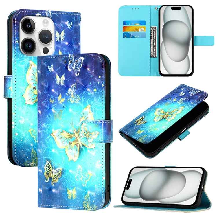 3D Painting Horizontal Flip Leather Phone Case, For iPhone 16 Pro, For iPhone 16 Plus, For iPhone 16, For iPhone 15 Pro Max, For iPhone 15 Pro, For iPhone 15 Plus