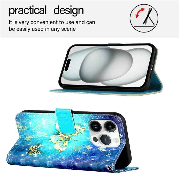 3D Painting Horizontal Flip Leather Phone Case, For iPhone 16 Pro, For iPhone 16 Plus, For iPhone 16, For iPhone 15 Pro Max, For iPhone 15 Pro, For iPhone 15 Plus