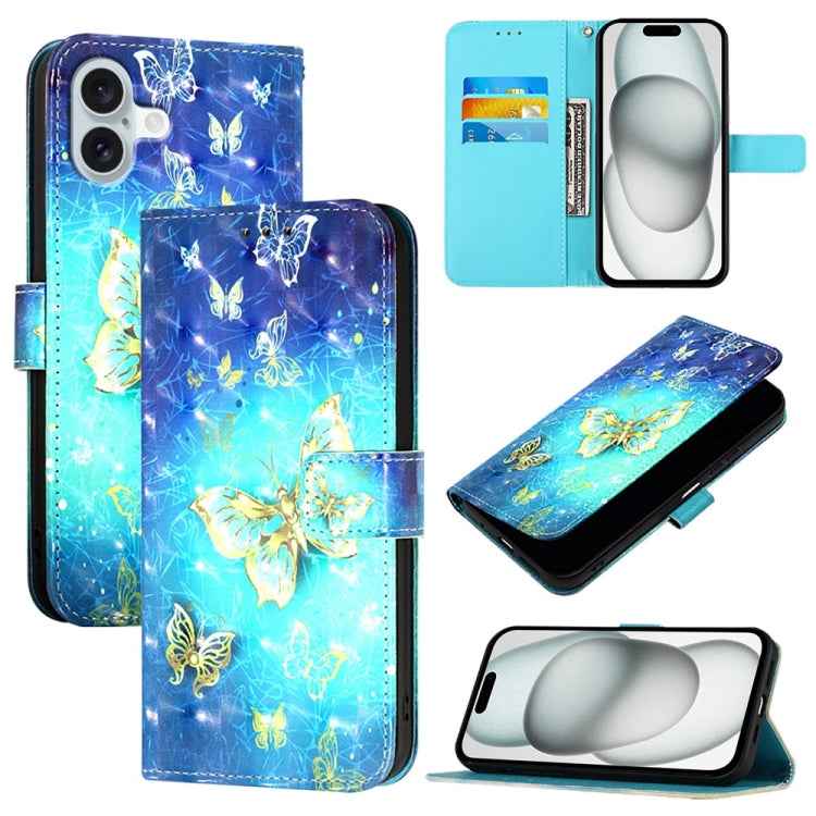 3D Painting Horizontal Flip Leather Phone Case, For iPhone 16 Pro, For iPhone 16 Plus, For iPhone 16, For iPhone 15 Pro Max, For iPhone 15 Pro, For iPhone 15 Plus